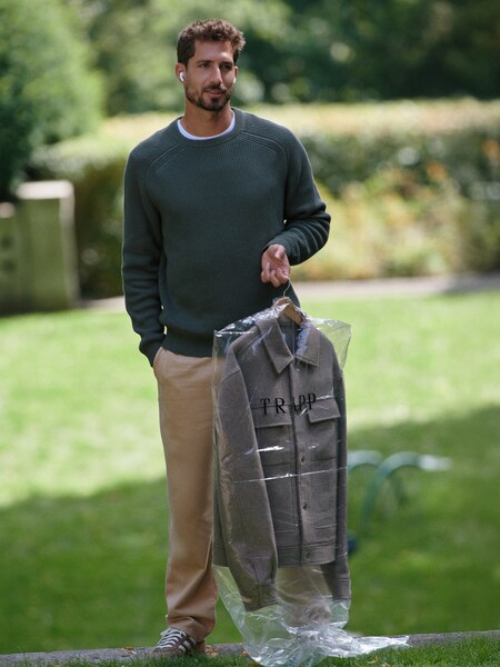 Kevin Trapp - Green Pullover And Beige Pants Look