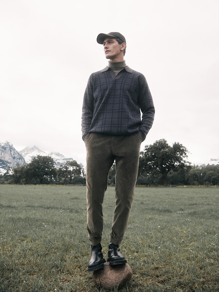 Tommaso - Taupe Checkered Polo Look