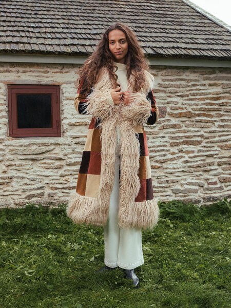 Laiqah - Boho Shearling Coat Look
