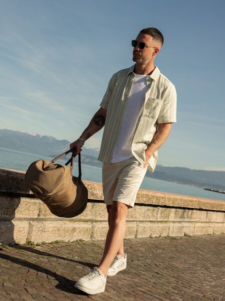 Daniel Fuchs - Striped Casual Beige Look by DAN FOX APPAREL