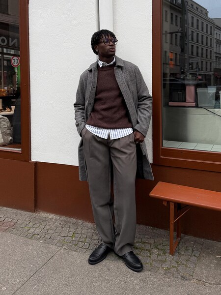 Gaius Okami - Grey Coat Look by Jack & Jones