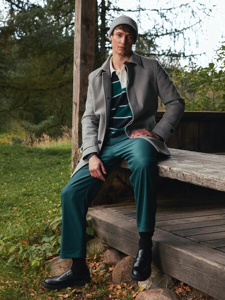 Christopher - Green Striped Polo Shirt And Pants Look