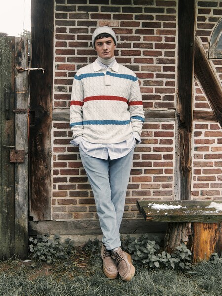 Tommaso - White Striped Sweater Look