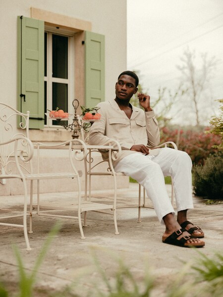 Henry - Beige White Linen Look by DAN FOX APPAREL