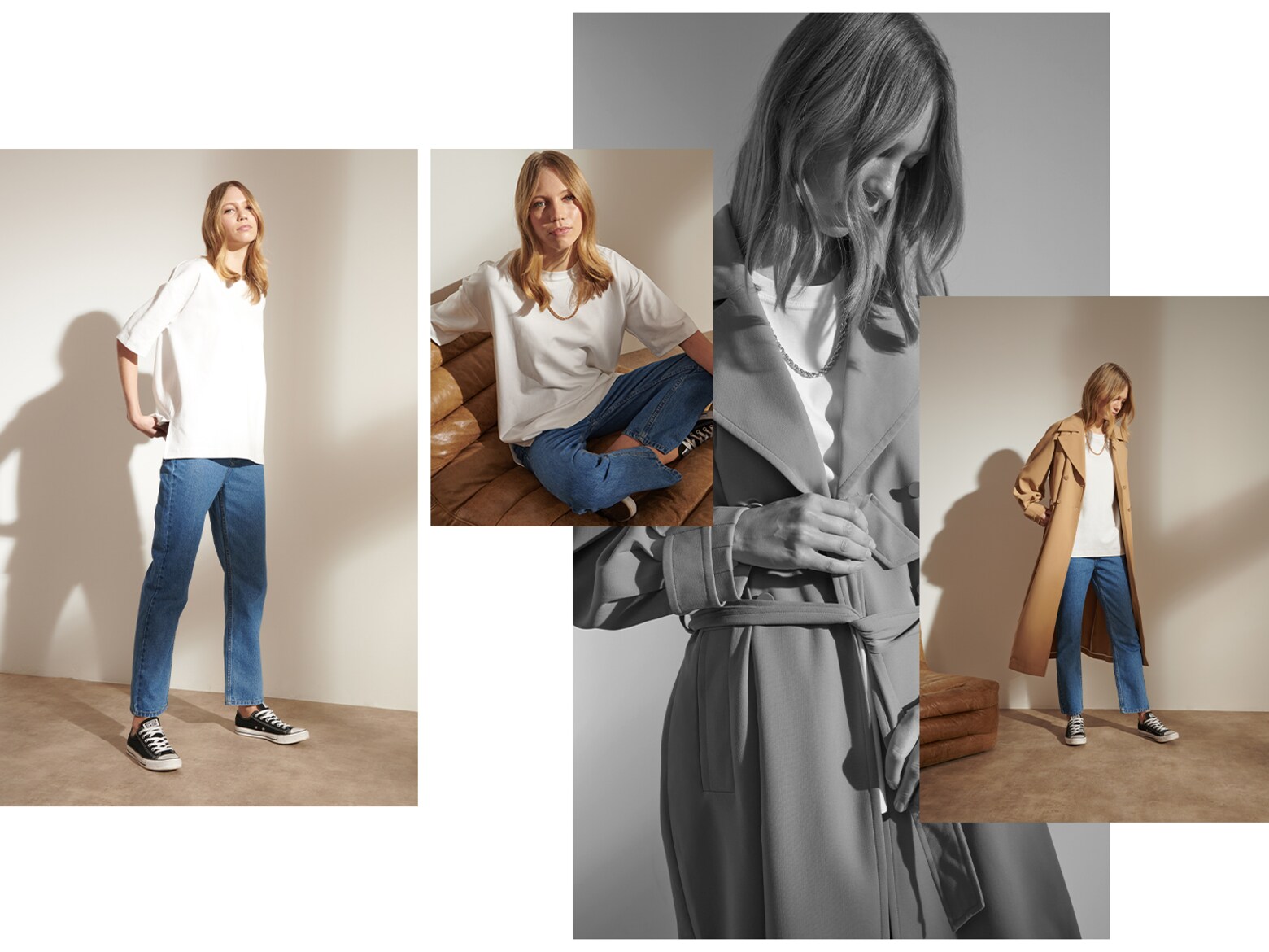 3 outfity - 1 kousek Bílé basic tričko