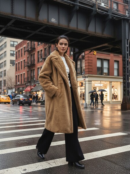 Paulina - Brown Teddy Coat Stylish Look