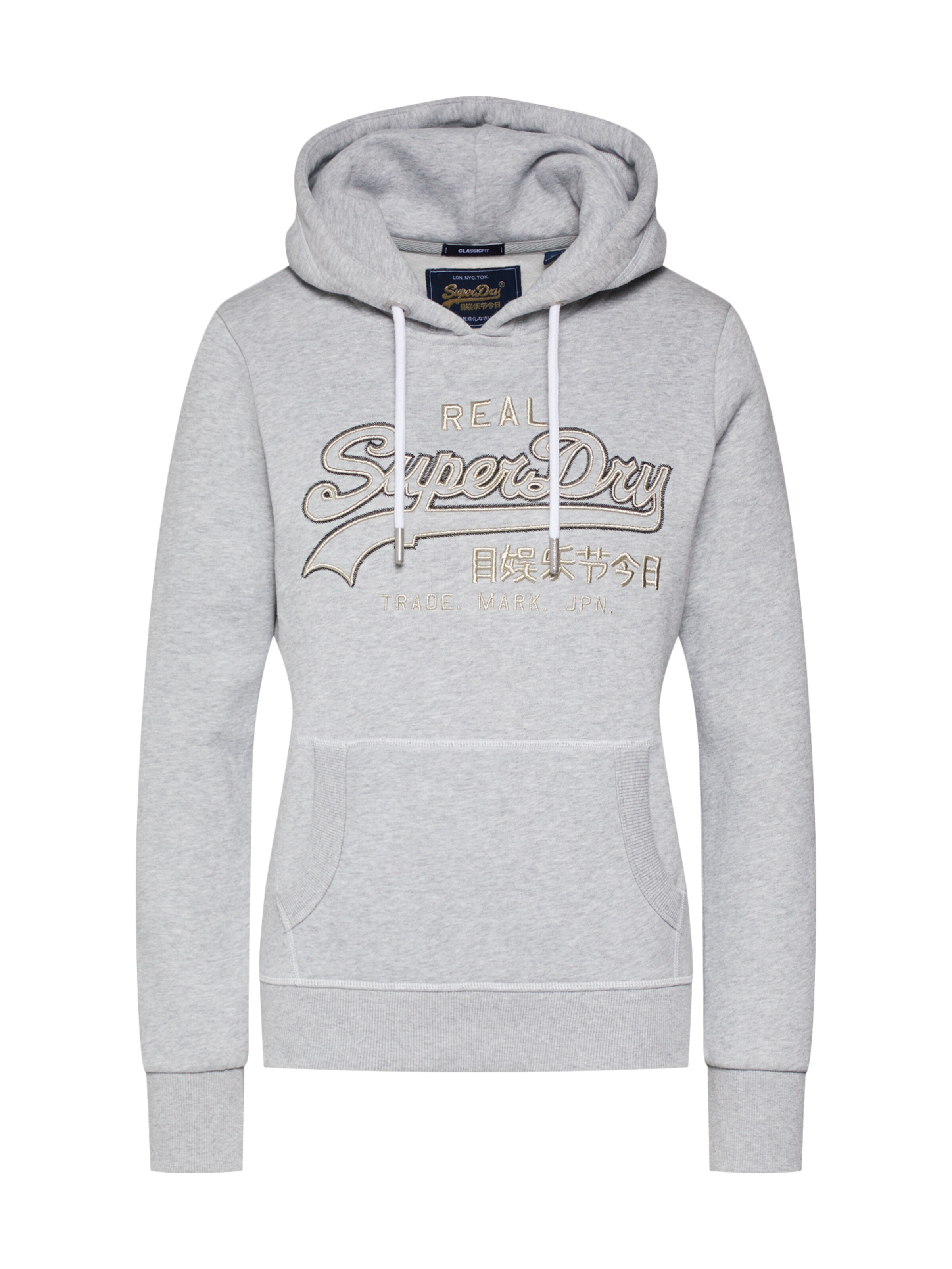 Superdry - Sweatshirt 'V LOGO EMB OUTLINE ENTRY' in de kleur Grijs gemêleerd
