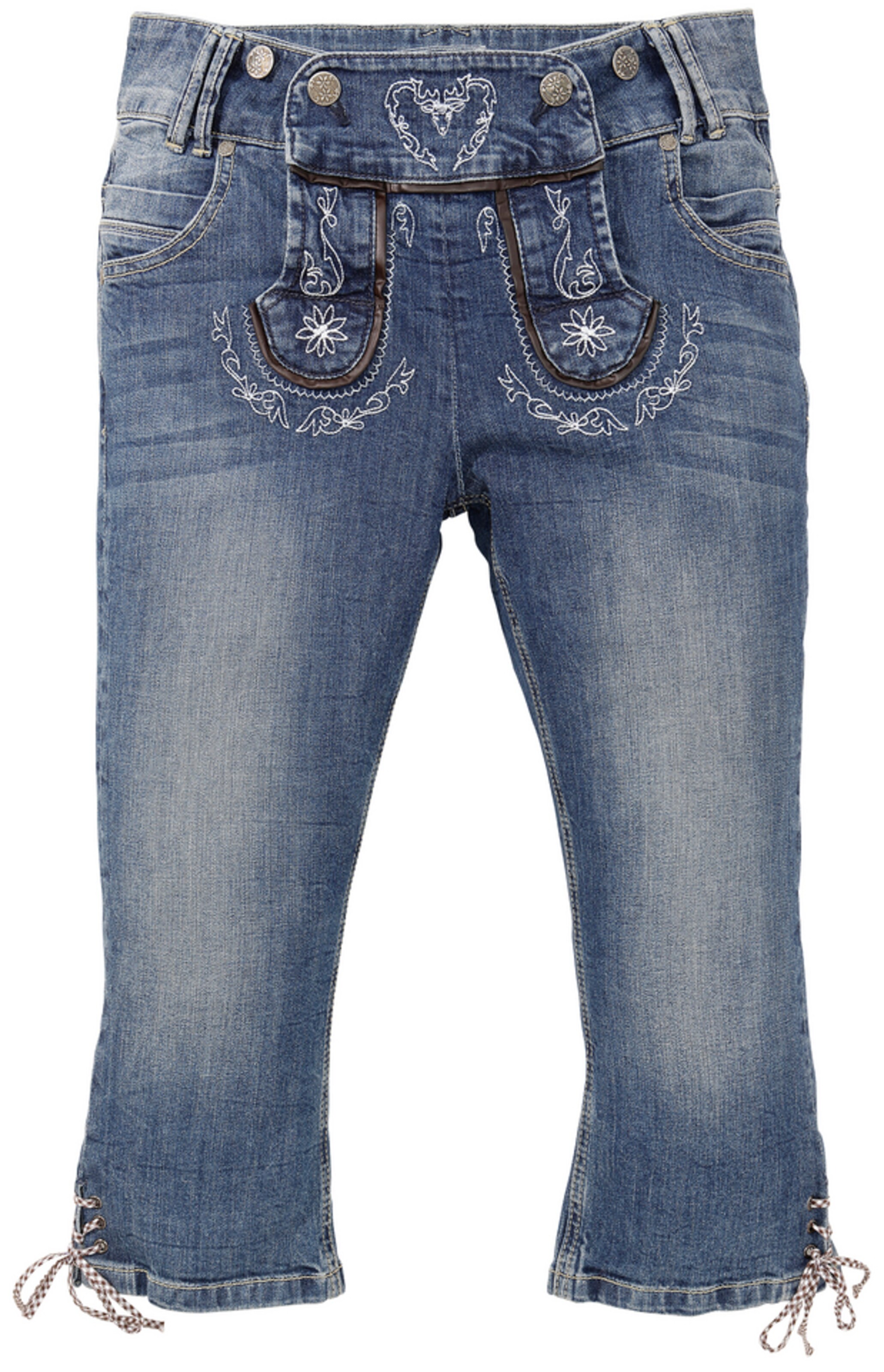 COUNTRY LINE - Trachtenjeans 3/4 Damen im Used Look in blue denim
