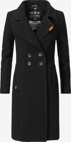 NAVAHOO Between-Seasons Coat 'Wooly' in Black: front