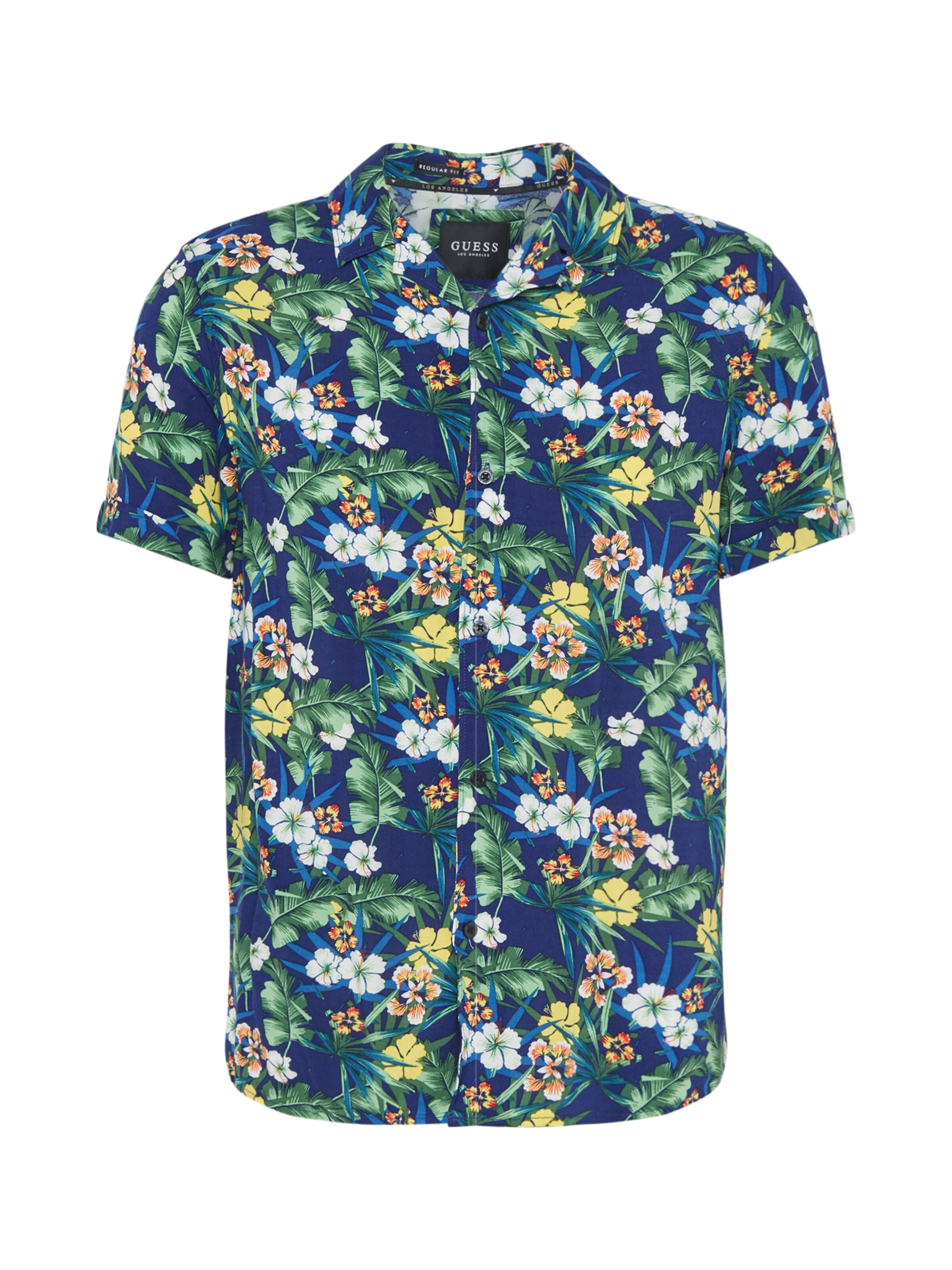 GUESS - Overhemd 'HAWAIAN MIX SHIRT' in de kleur Donkergroen