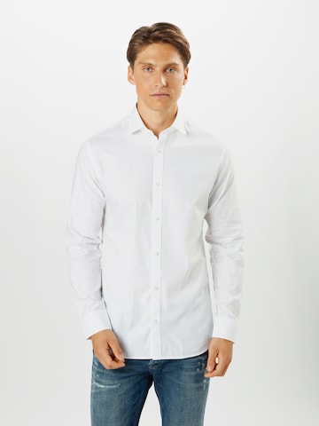 JACK & JONES Slim fit Button Up Shirt 'Royal' in White: front