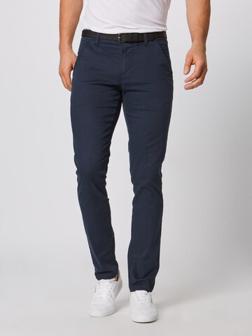 Coupe slim Pantalon chino Lindbergh en bleu : devant