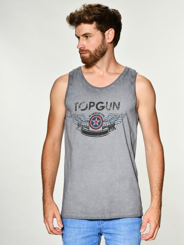 TOP GUN Tank Top mit Aufdruck ' Flap ' in Grau: predná strana