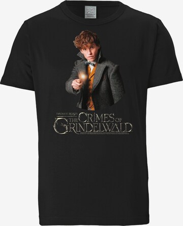 LOGOSHIRT Shirt 'Newt Scamander' in Black: front