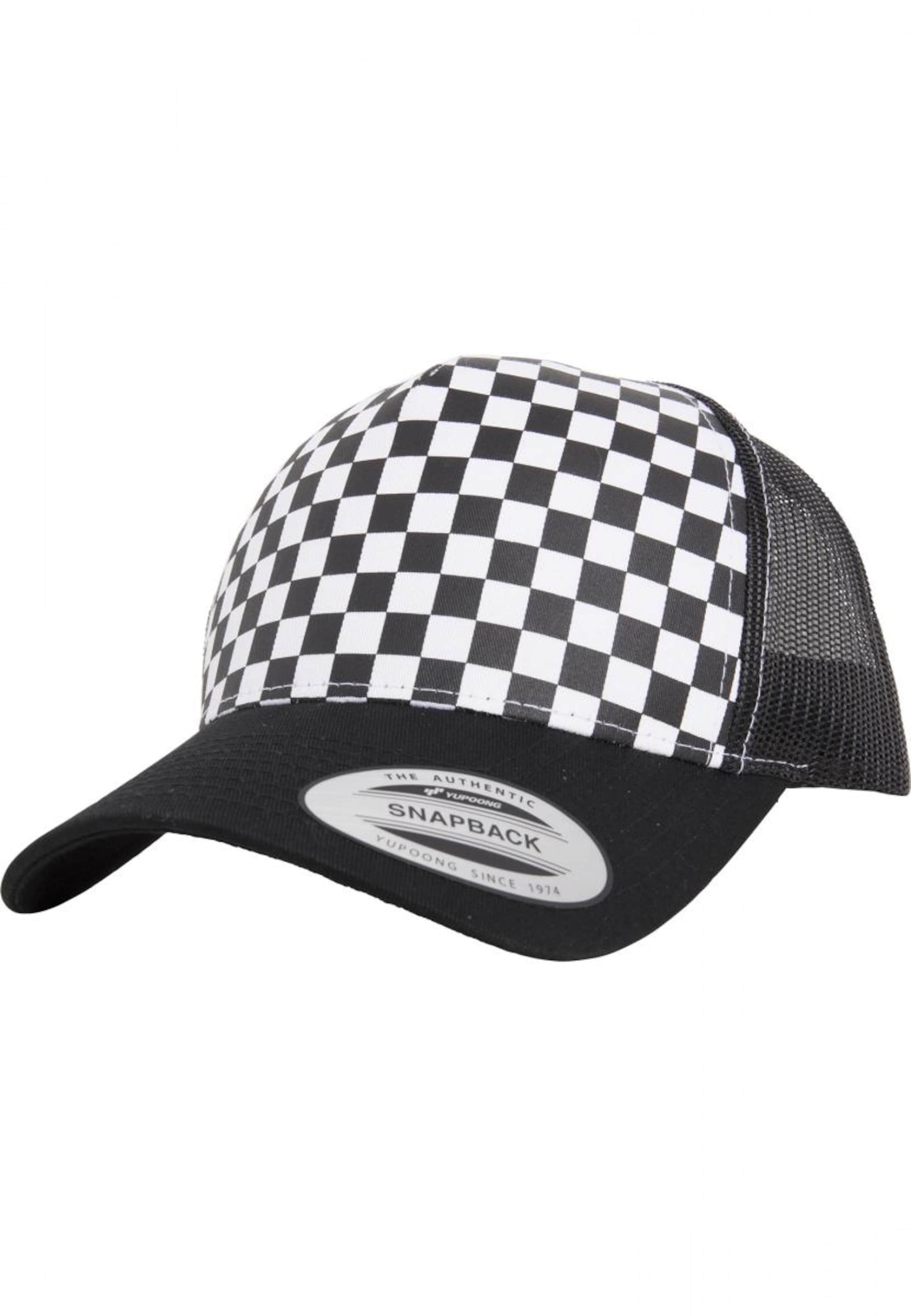 Cappello da baseball 'Checkerboard Retro Trucker' di Flexfit in nero: frontale