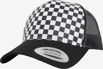 Flexfit Pet 'Checkerboard Retro Trucker' in Zwart: voorkant