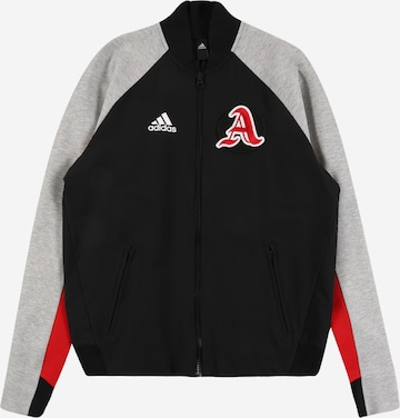 ADIDAS SPORTSWEAR Athletic Zip-Up Hoodie in Black: front