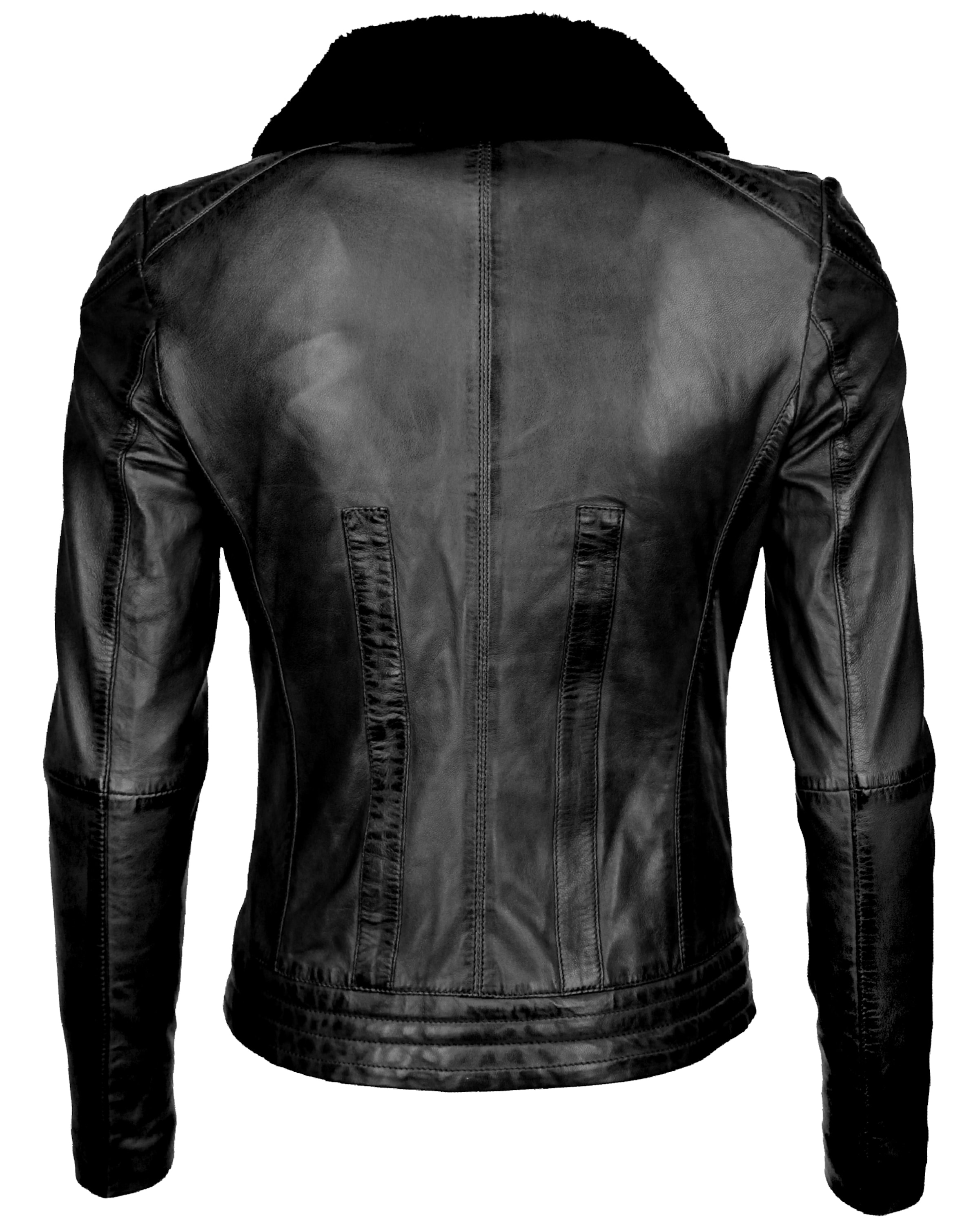 Maze Lederjacke mit weichem Kragen 'Morelia' in Schwarz