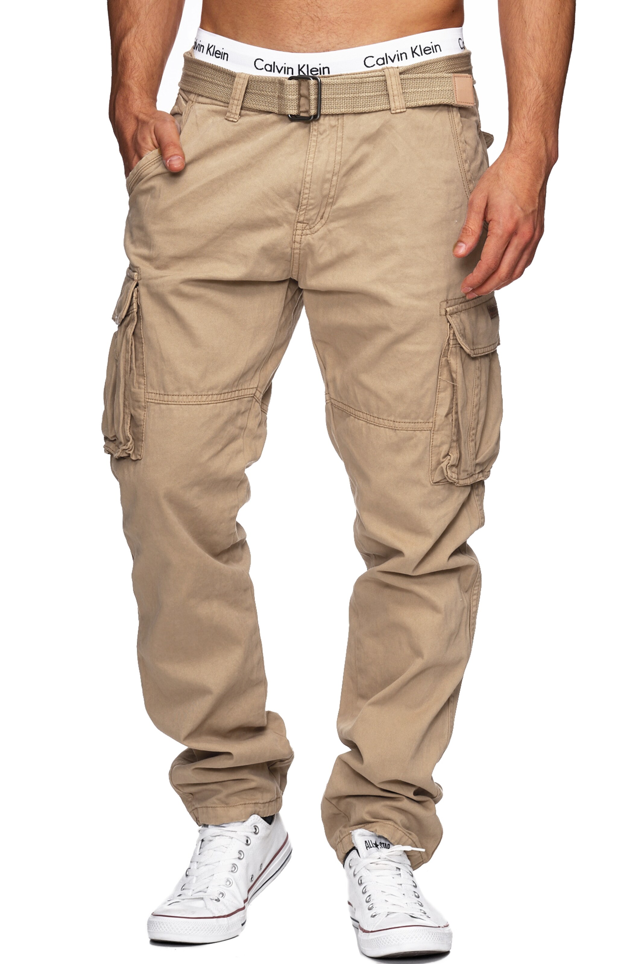 INDICODE JEANS Regular Trousers ' William ' in Beige: front