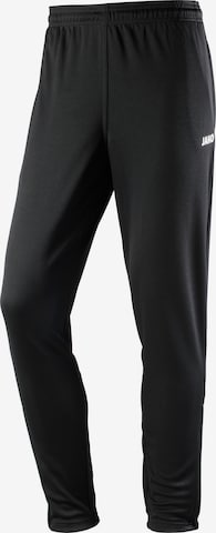 JAKO Tapered Workout Pants in Black: front
