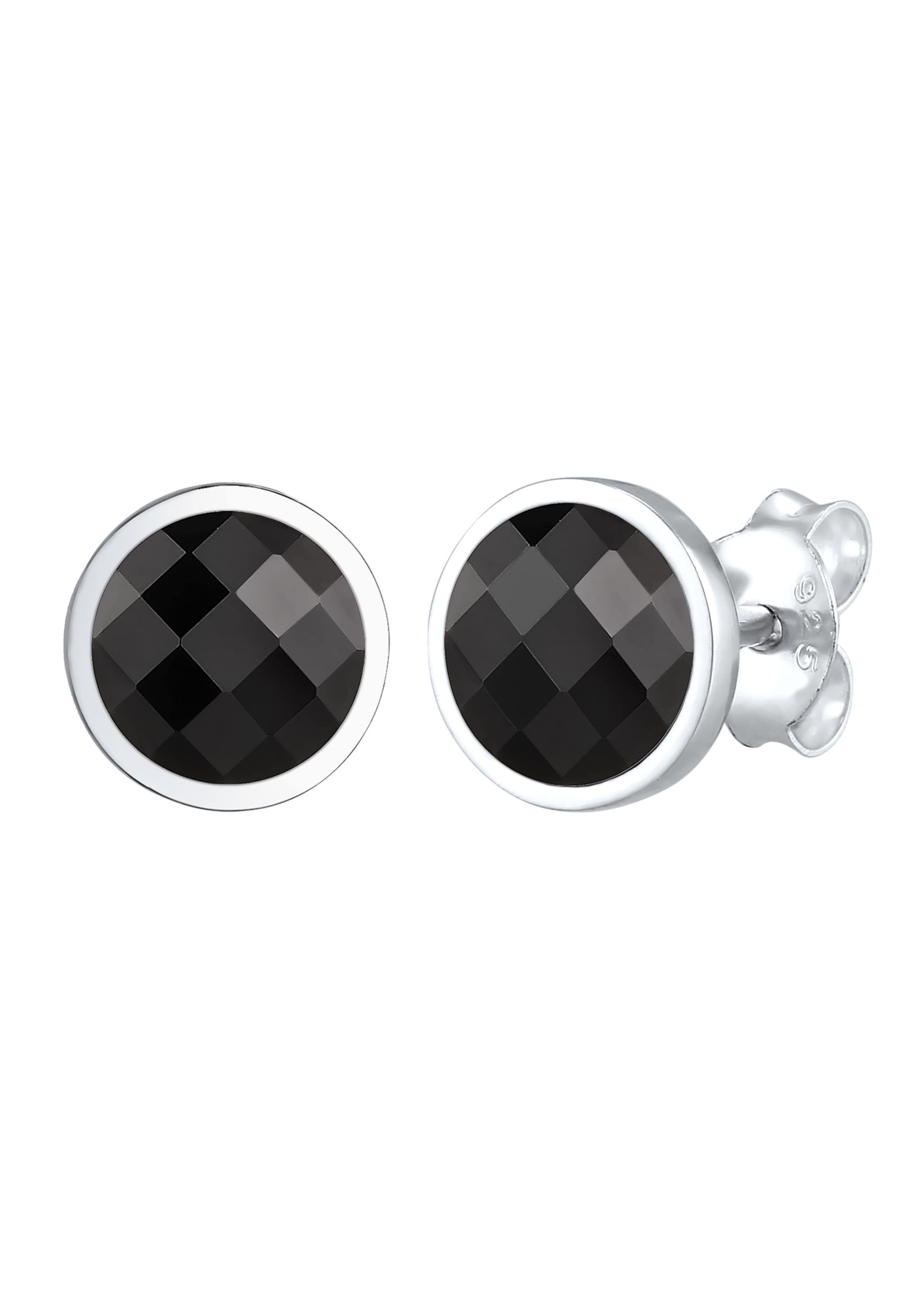 ELLI Ohrringe Solitär, Ohrstecker Basic in Schwarz: Vorderseite