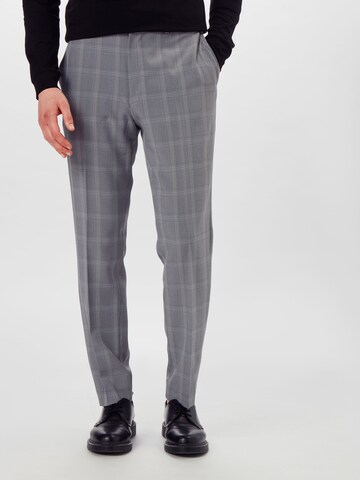BURTON MENSWEAR LONDON Slimfit Chino kalhoty 'LIGHT GREY GRAPHIC CHECK' – šedá: přední strana