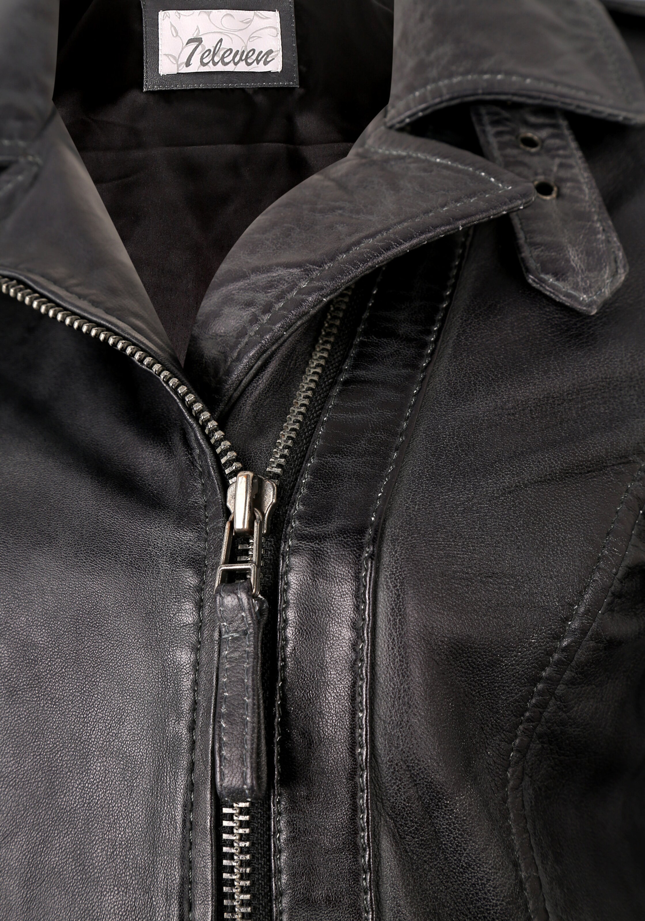 7ELEVEN Lederjacke in Grau