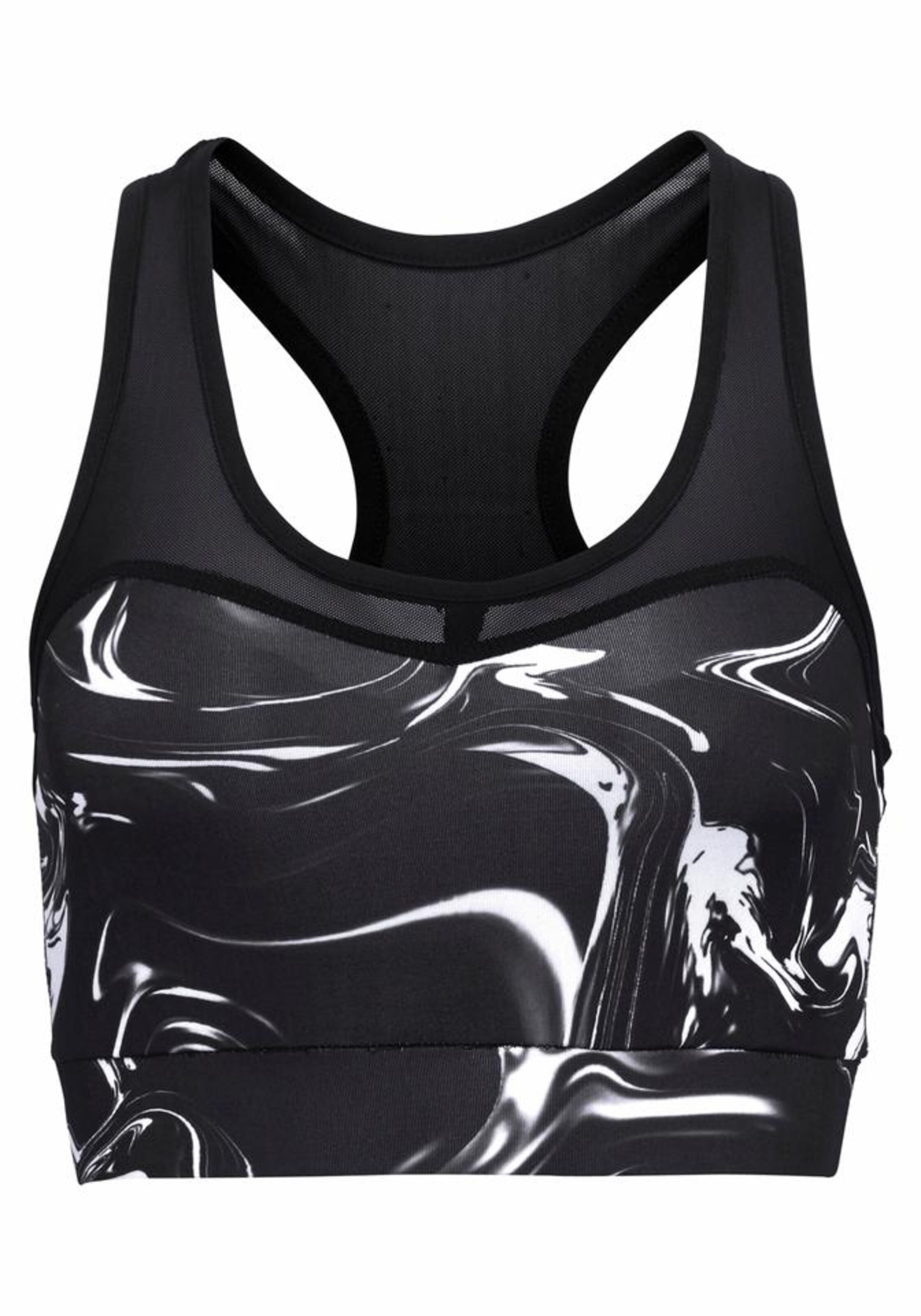 LASCANA ACTIVE Sports top 'Black Marble' in Black: front