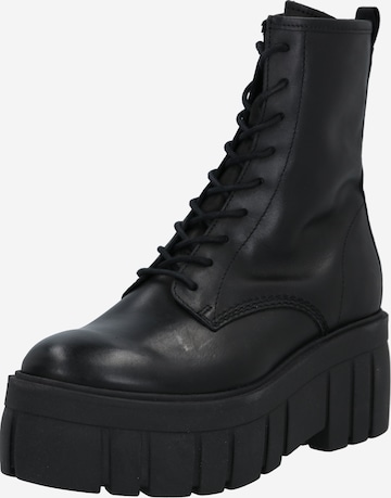 PS Poelman Lace-Up Ankle Boots in Black: front