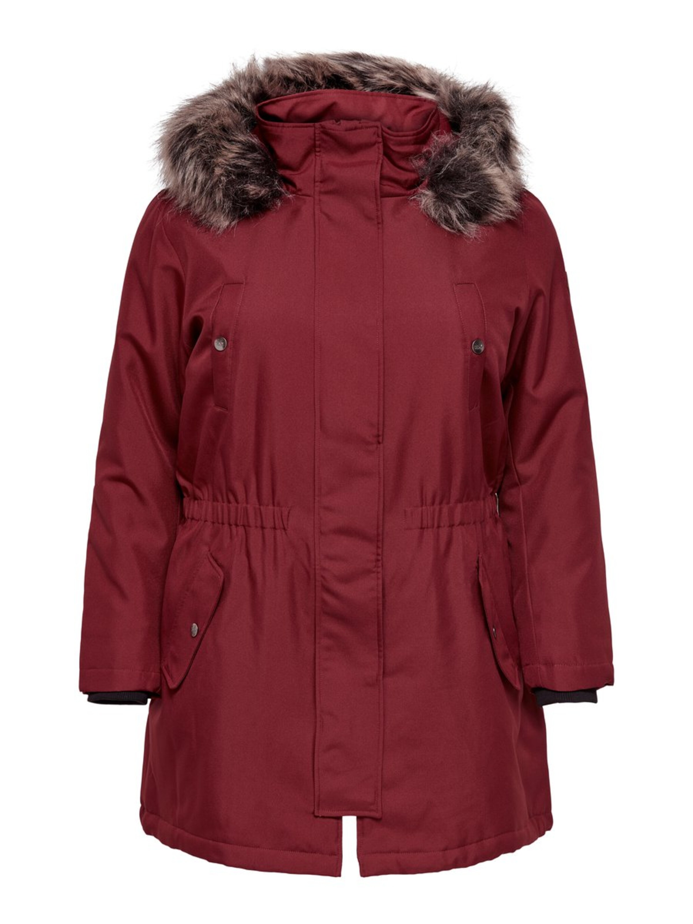 ONLY Carmakoma - Wintermantel 'carIRENA PARKA COAT 19' in de kleur Wijnrood