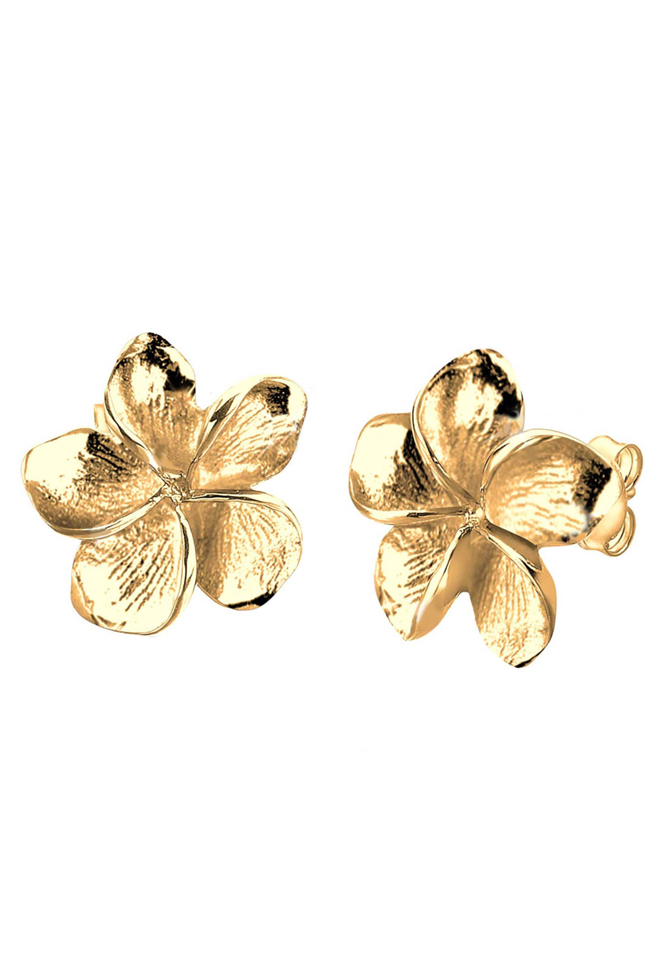 ELLI Earrings &#x27;Frangipani Blüte&#x27; in Gold: front