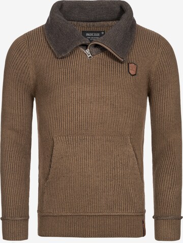 INDICODE JEANS Sweater 'Dane' in Brown: front