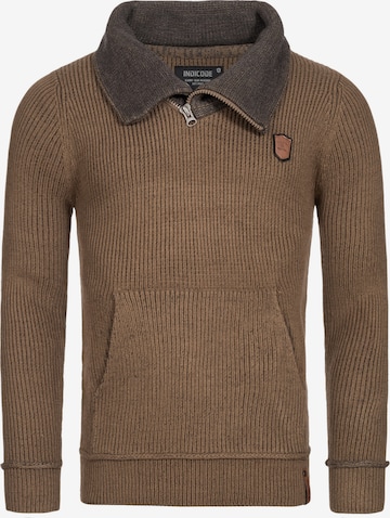 INDICODE JEANS Sweater 'Dane' in Brown: front