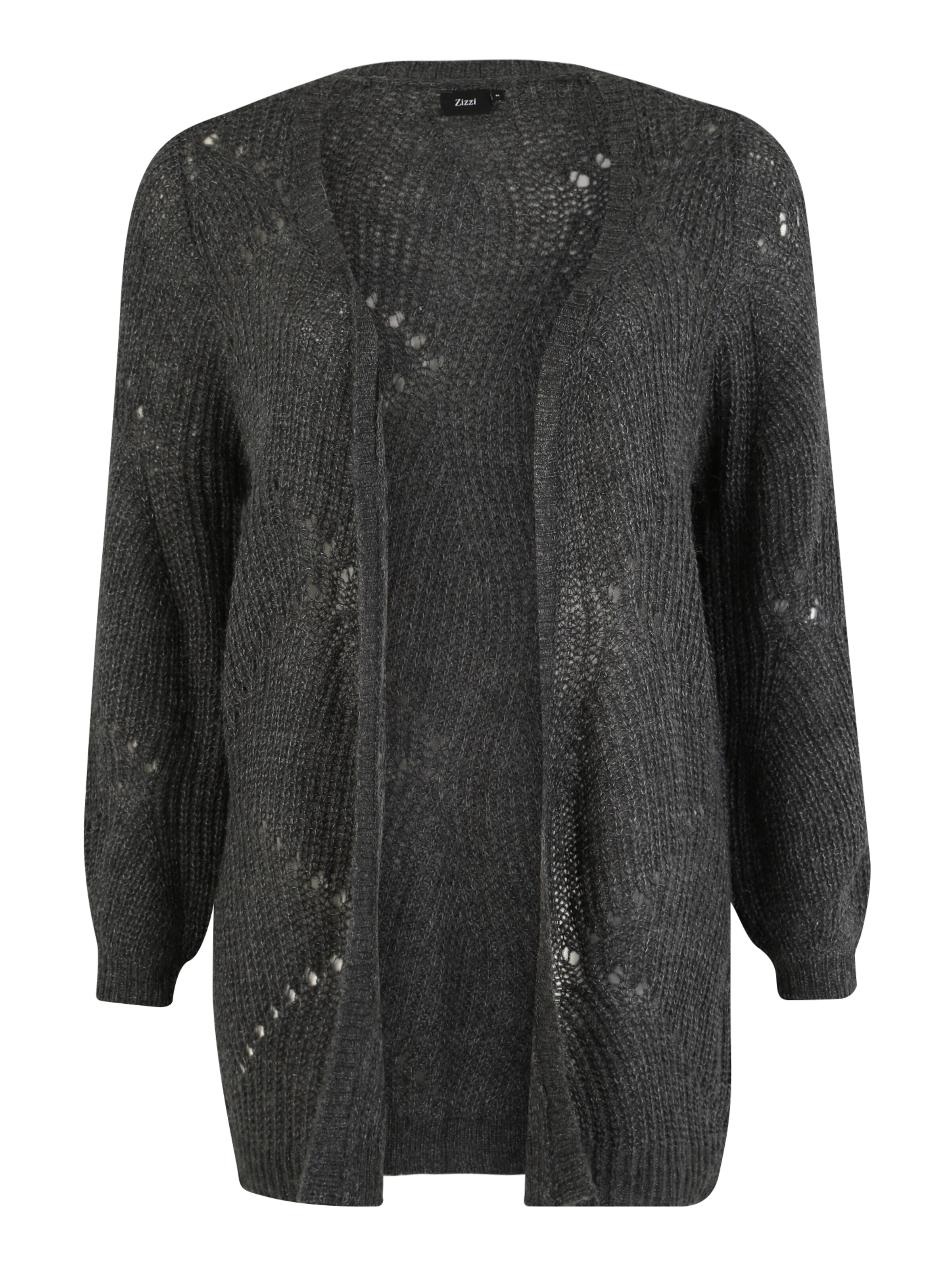 Zizzi - Gebreid vest 'MUBY' in de kleur Grijs gemêleerd