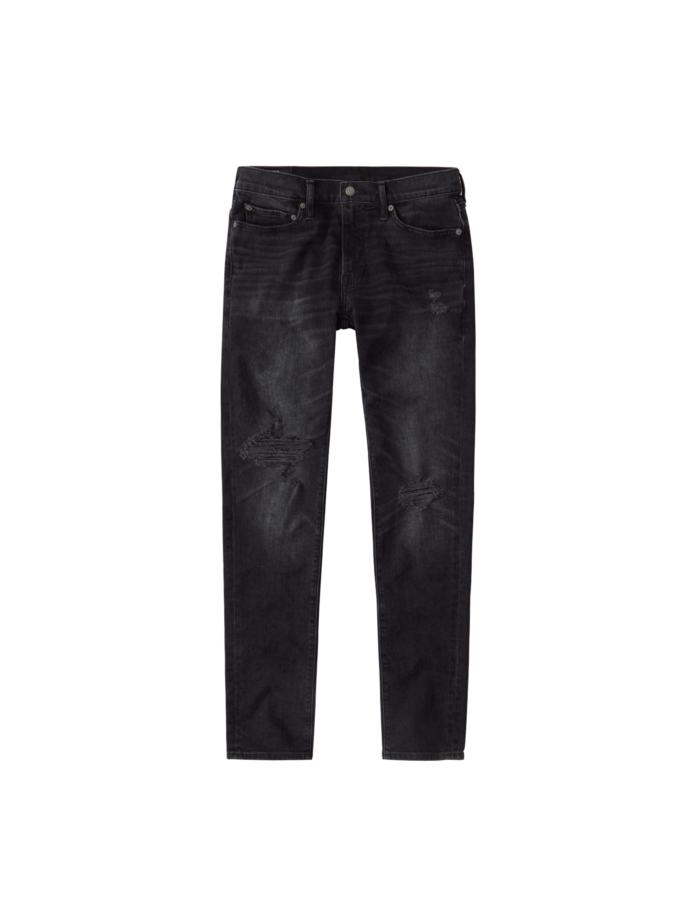 Abercrombie & Fitch - Jeans 'BTS19-SUPER SKINNY WSH BLK DST 1CC' in de kleur Black denim