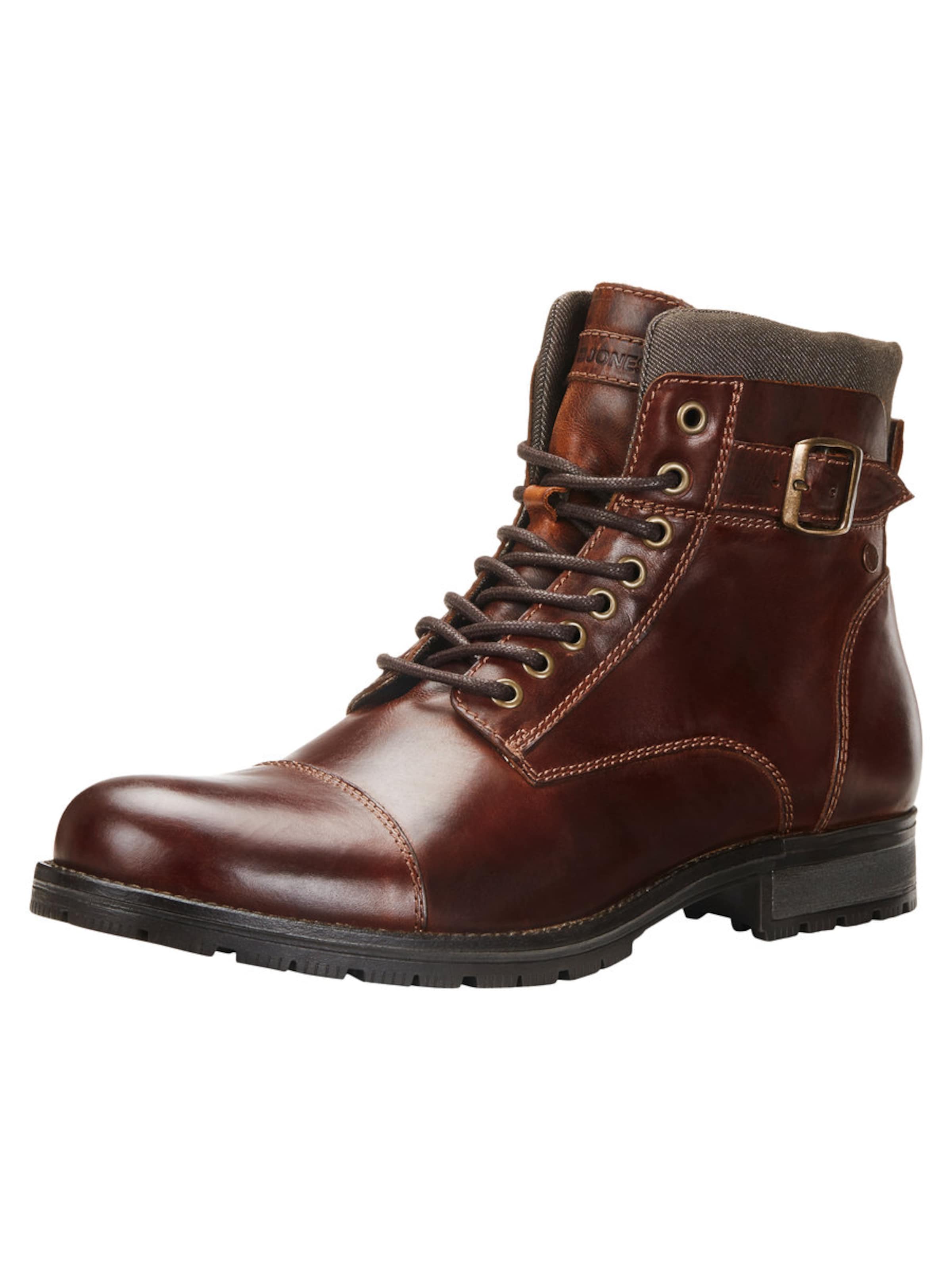 JACK & JONES Lace-Up Boots 'Albany' in Brown: front