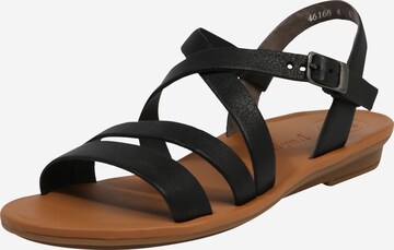 Paul Green Strap Sandals in Black: front