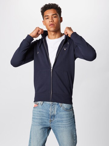 GANT Regular fit Sweatvest in Blauw: voorkant