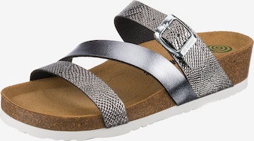 DR. BRINKMANN Mules in Silver: front