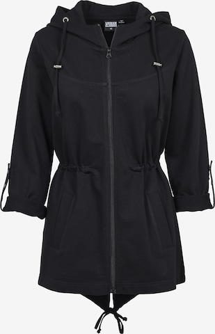 Urban Classics Zip-Up Hoodie in Black: front