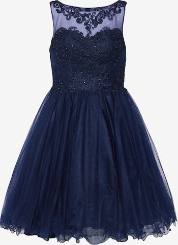 Robe de cocktail Laona en bleu : devant