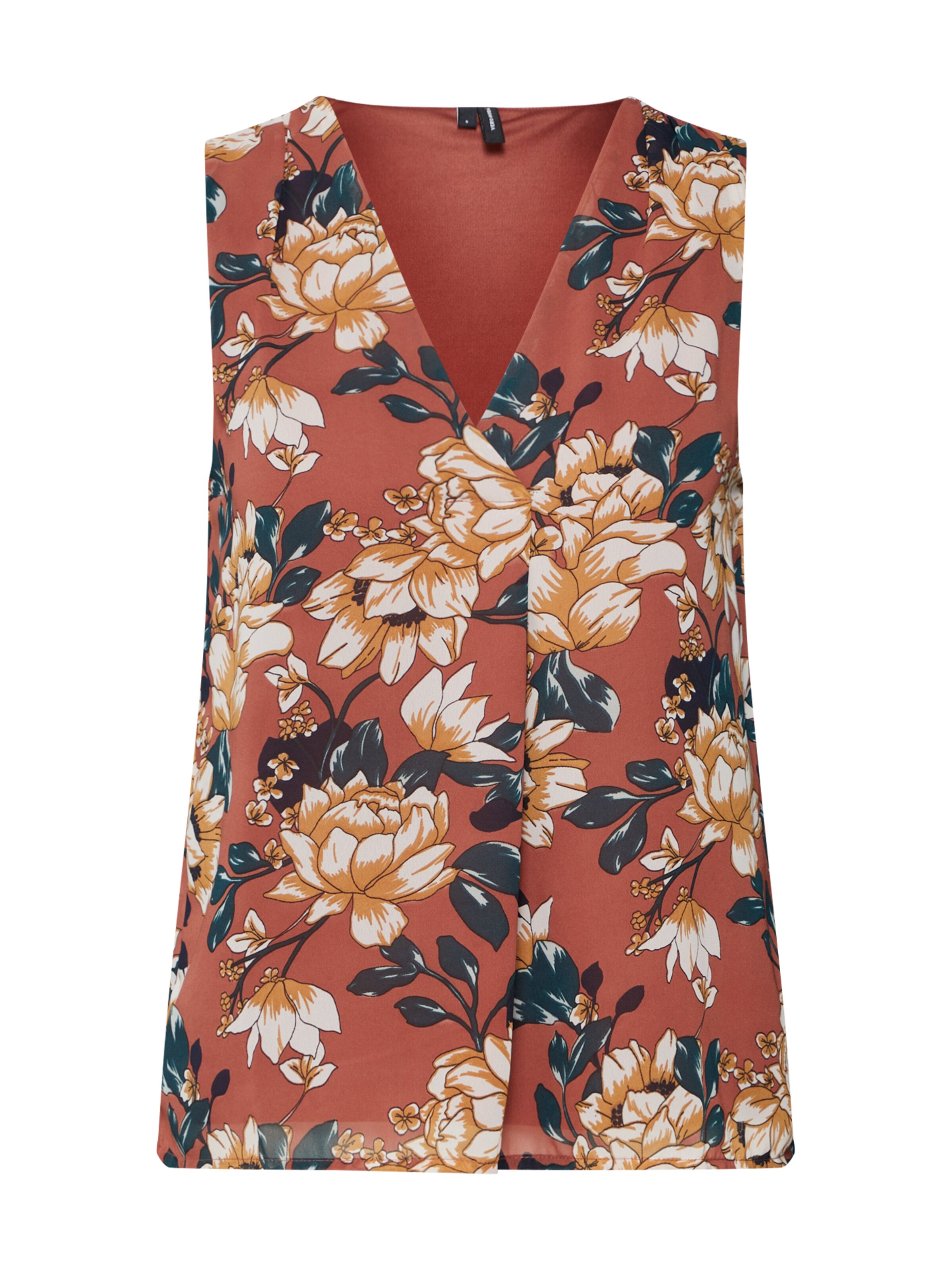 VERO MODA - Blouse 'VMWILMA SL V-NECK TOP WVN' in de kleur Roestbruin