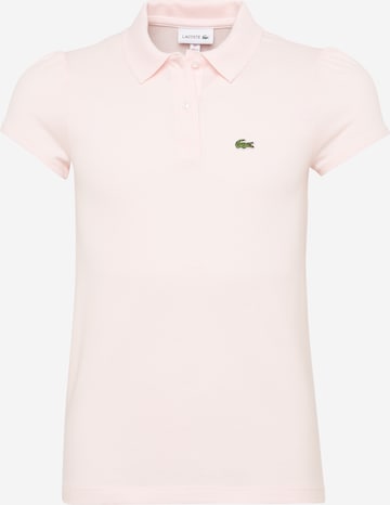 T-Shirt 'GIRL SHORT SLEEVED RIBBED COLLAR' LACOSTE en rose : devant