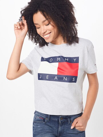 T-shirt Tommy Jeans en gris : devant