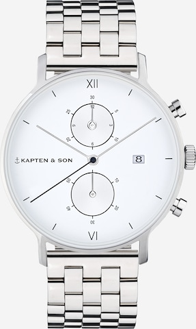 Kapten & Son Zegarek analogowy 'Chrono Silver Steel' w kolorze srebrny: przód