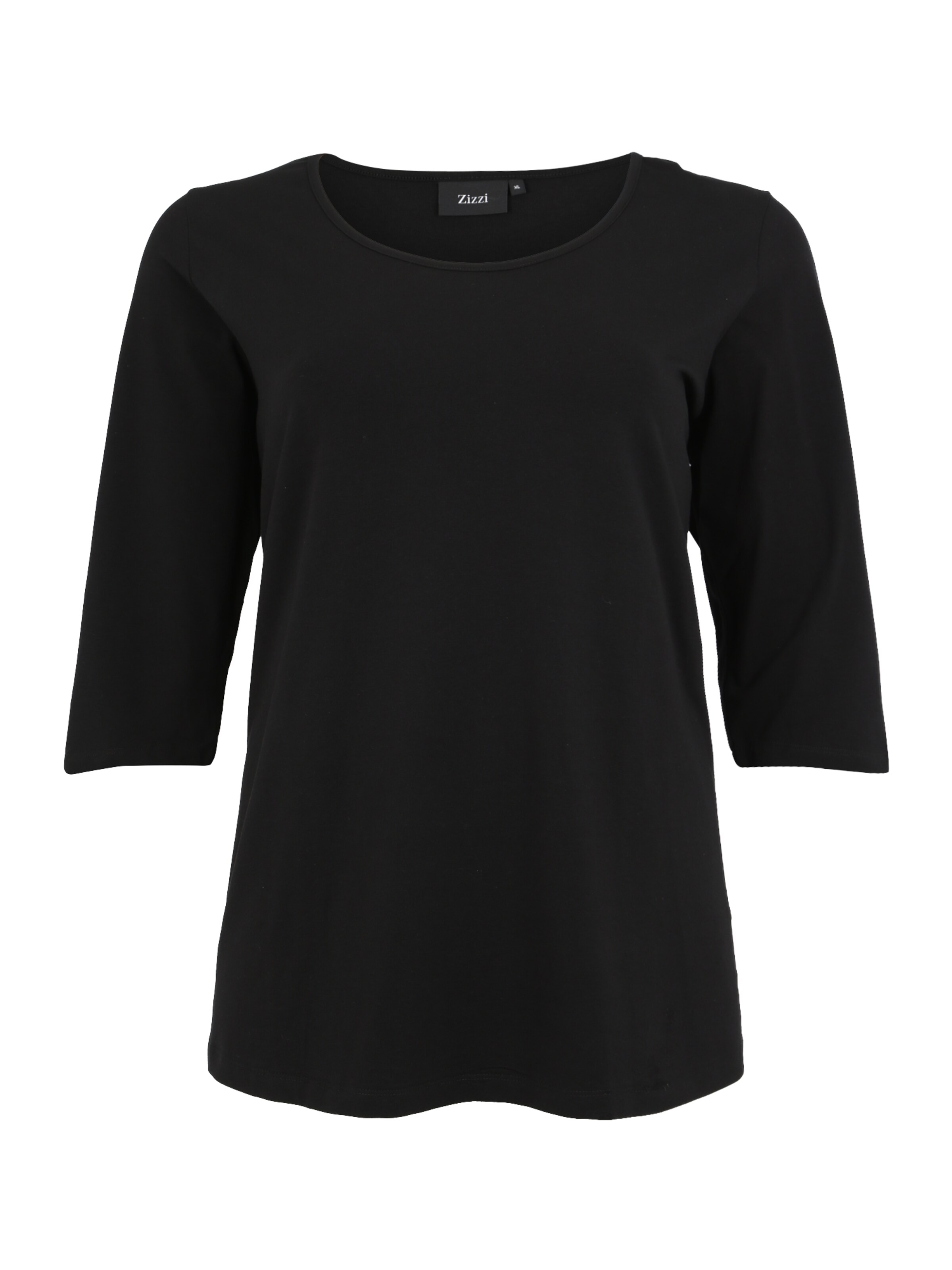 Zizzi - Shirt 'T-SHIRT, 3/4' in de kleur Zwart