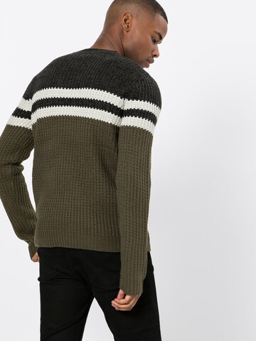 Only & Sons Sweter 'onsLAZLO STRIPED CREW NECK KNIT' w kolorze zielony: tył