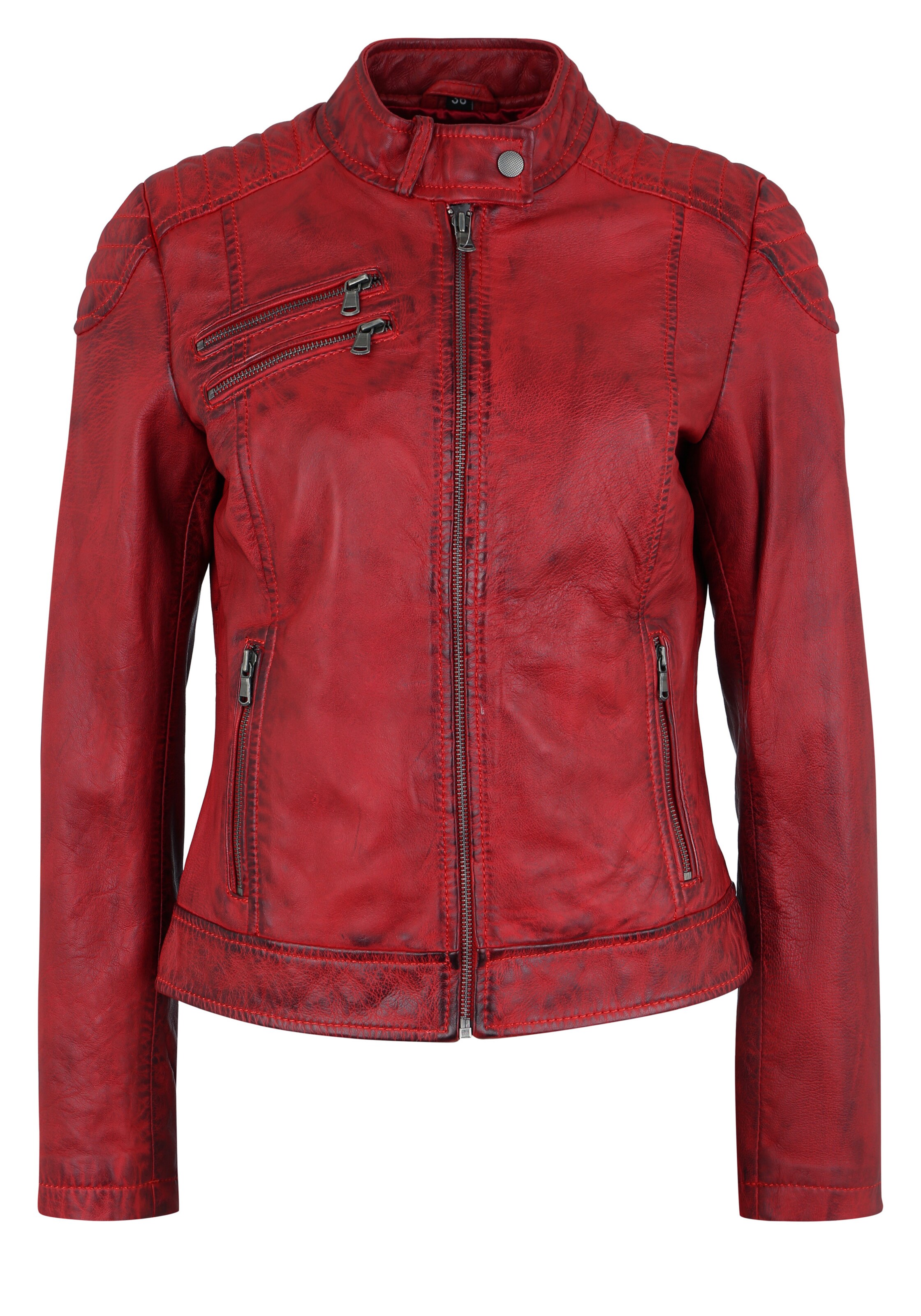 7ELEVEN Lederjacke 'Riviera' in Rot: Vorderseite