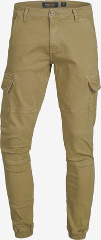 INDICODE JEANS Tapered Cargobroek 'August' in Bruin: voorkant