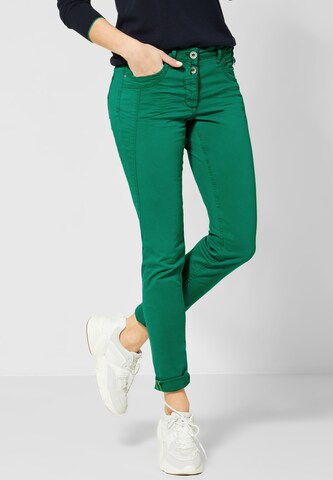 CECIL Slimfit Broek in Groen: voorkant